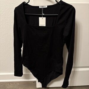 NWT MangoPop Black Square Neck Bodysuit